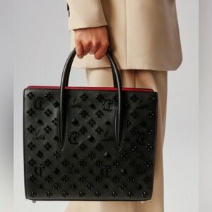 AUTHENTIC Christian Louboutin Black Tote with Red Trim- Paloma Medium